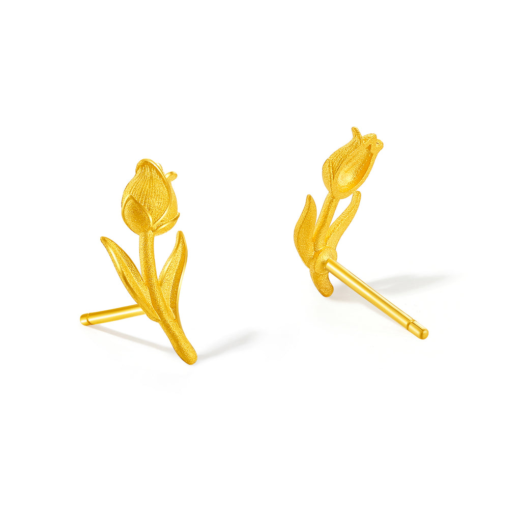 "Annie's Garden" 999 24K Gold Earrings Flower 1.4-1.8g A0913021