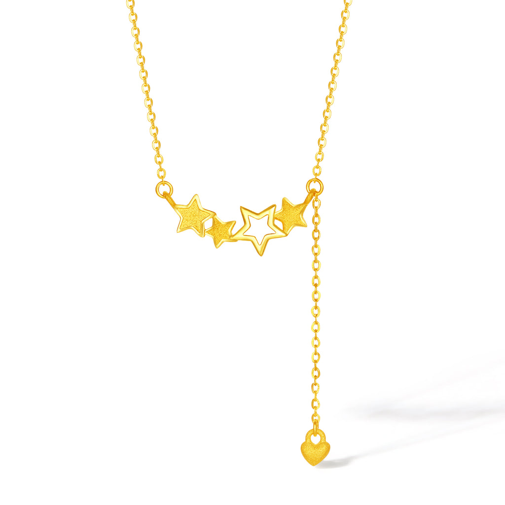 "Fantasy Forest" 999 24K Gold Pendant Necklace Star 3.4-3.7g A0613875