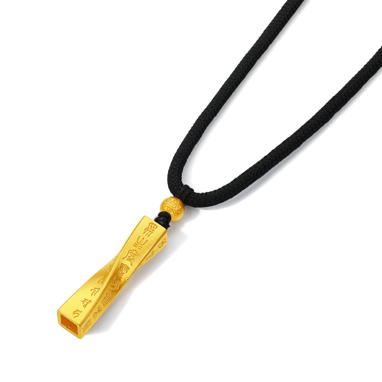 九華山 999.9 24K 金吊墜項鍊 佛教經文 A0415260