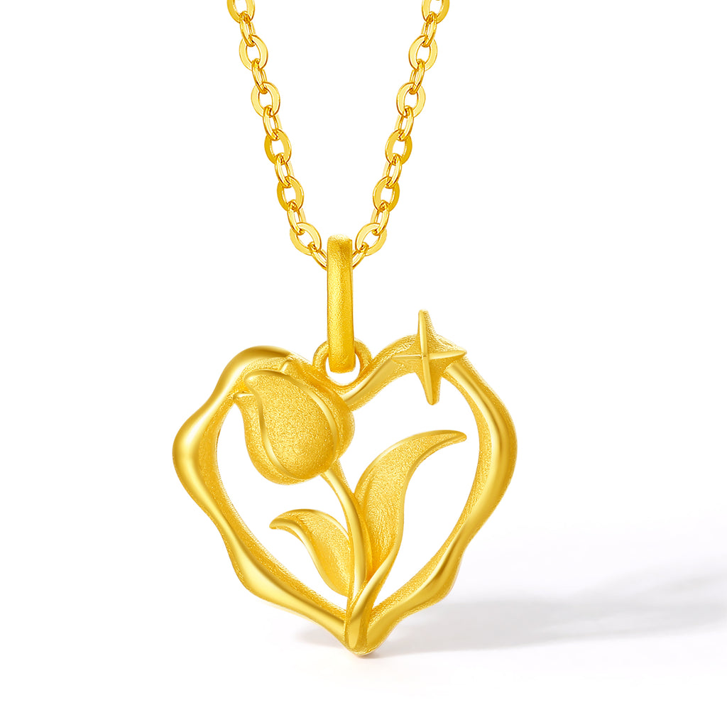 999 24K Gold Pendant Flower 2.76-3.06g A0413044
