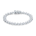 ZHOU LIU FU 925 Sterling Silver Marquise Cubic Zirconia Tennis Bridal Bracelet Simulated Pearl Wedding Jewelry for Women J0713594