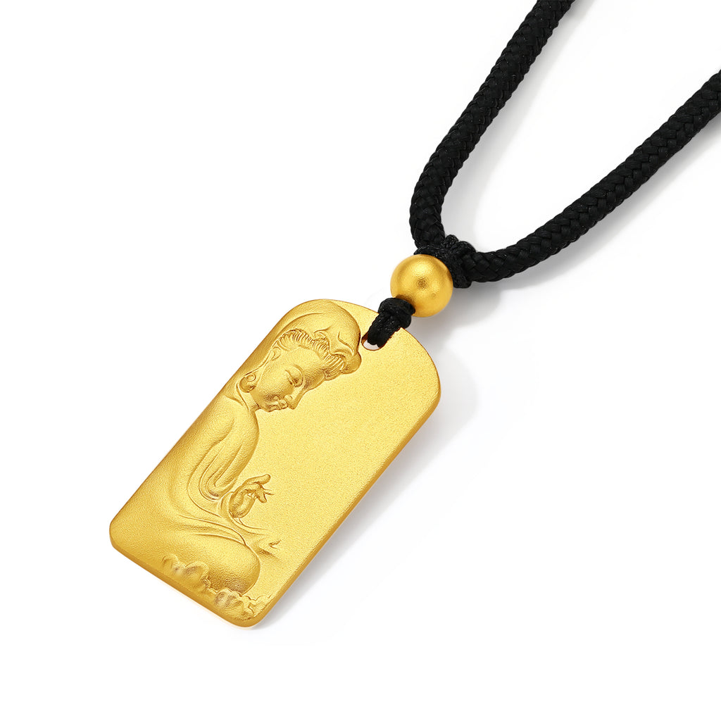 'Jiuhua Mountain' 999.9 24K Gold Pendant Necklace Ksitigarbha Bodhisattva A0414669