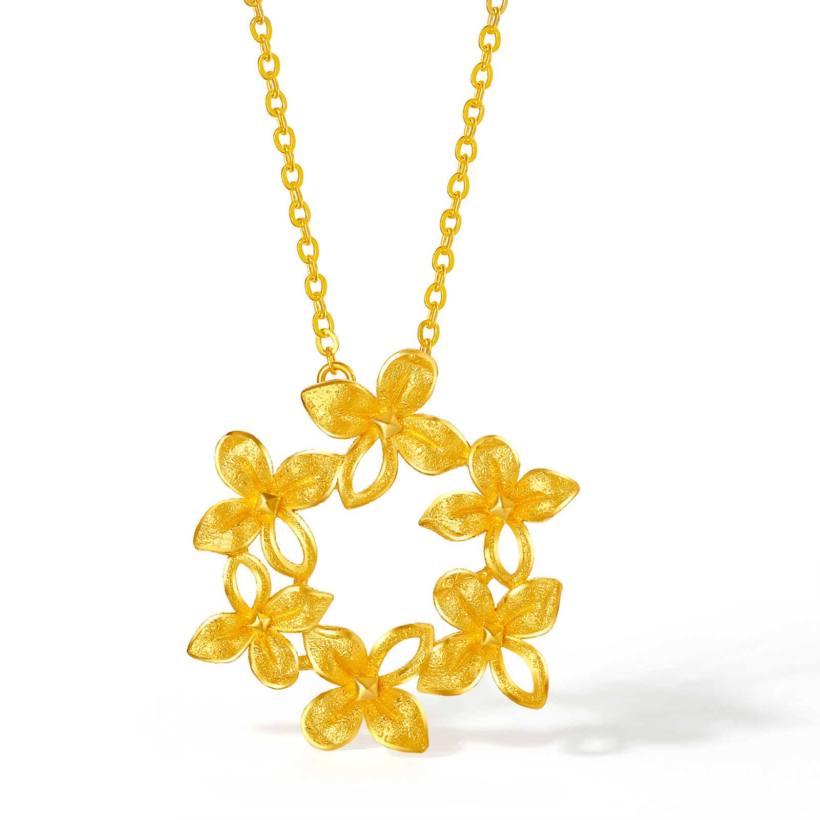 "Annie's Garden" 24K Gold Pendant Necklace Flower 3.8-4.1g A0613022