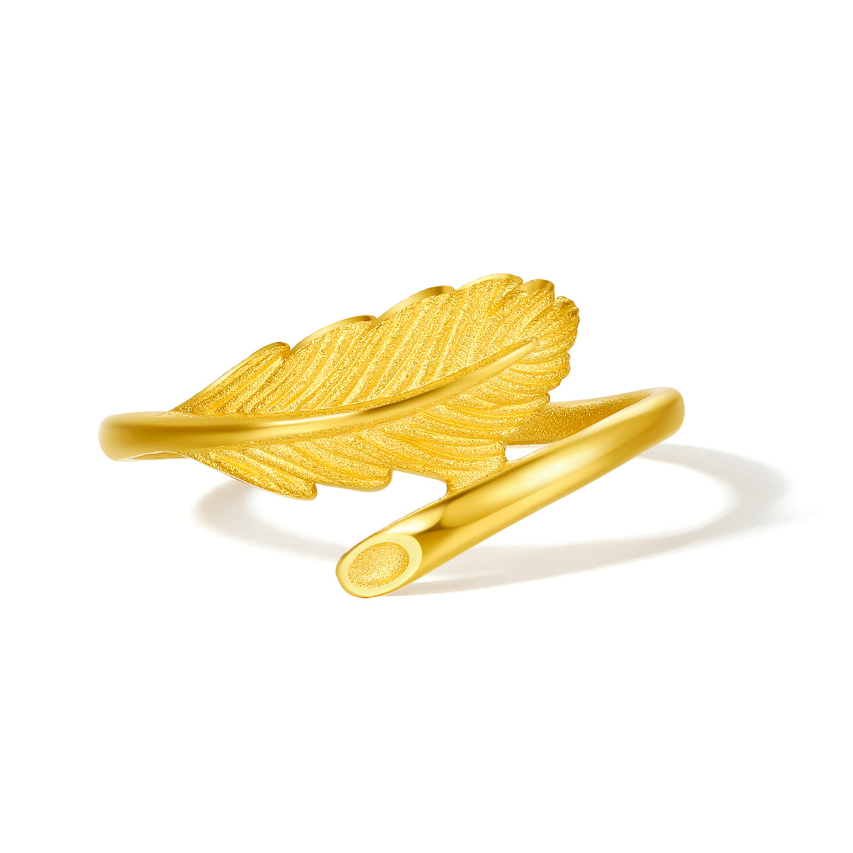 "Fugitive Princess" 999 24K Gold Ring Feather 2-3.4g A0112622