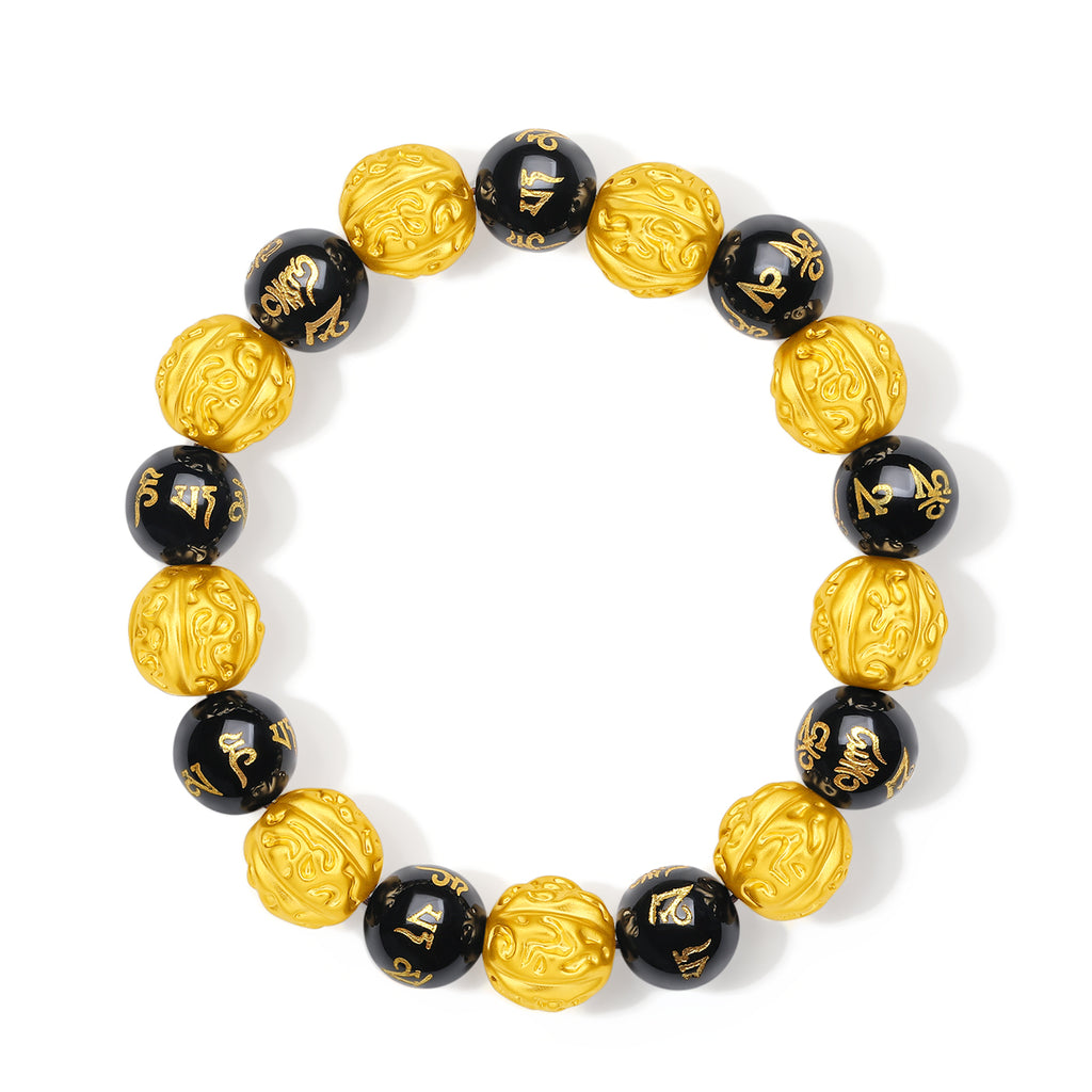 Jiuhua Mountain' 24K Gold Beaded Bracelet Agate Mudras A1914675