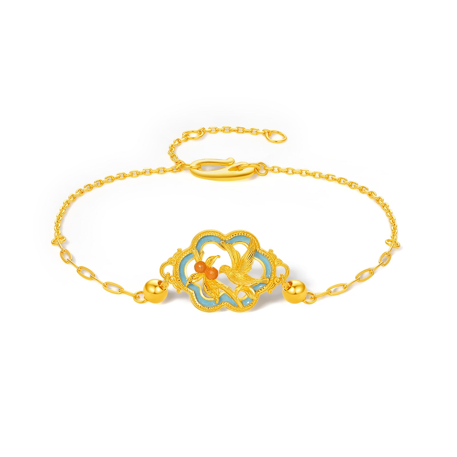 「中華文化藏品－宋錦」24K 黃金手鍊 喜鵲 3.79-4.39克 A0723908