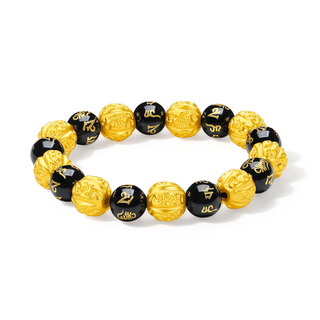 Jiuhua Mountain' 24K Gold Beaded Bracelet Agate Mudras A1914675