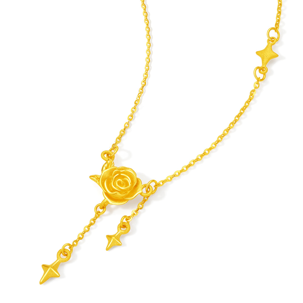 "Fantasy Forest" 999 24K Gold Pendant Necklace Flower 4.1-4.4g A0613874