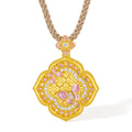 "Chinese Culture Collection - Song Brocade" 24K Gold Pendant Necklace Diamond Crabapple 8.4-10.4g W0423112