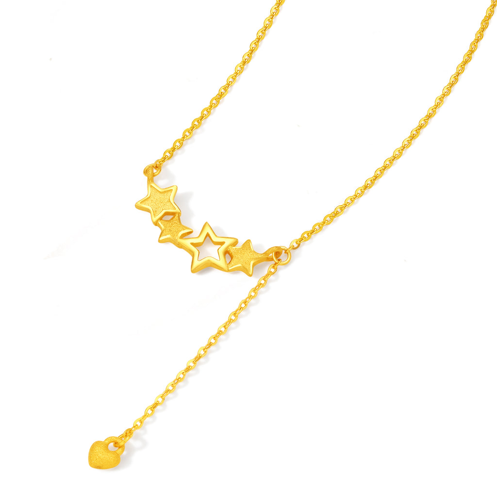 "Fantasy Forest" 999 24K Gold Pendant Necklace Star 3.4-3.7g A0613875