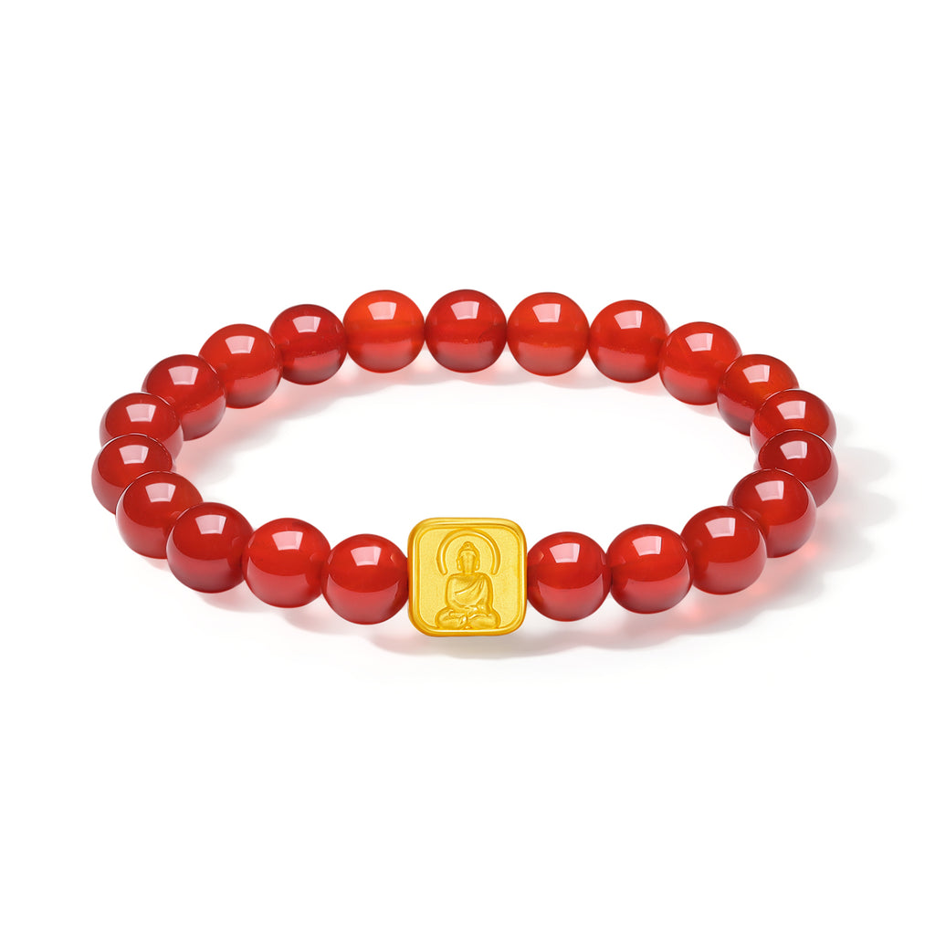 九華山 24K 金珠手鍊 瑪瑙 地藏菩薩 A1914667