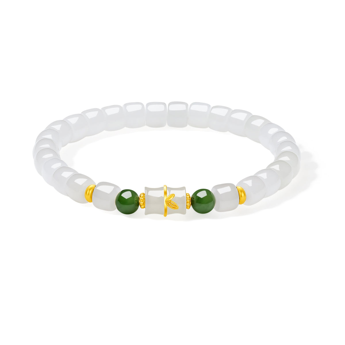 24K Gold Beaded Bracelet Hetian Jade 6.5*5.5mm 5.8-6.3mm 0.35-0.7g Y1923995