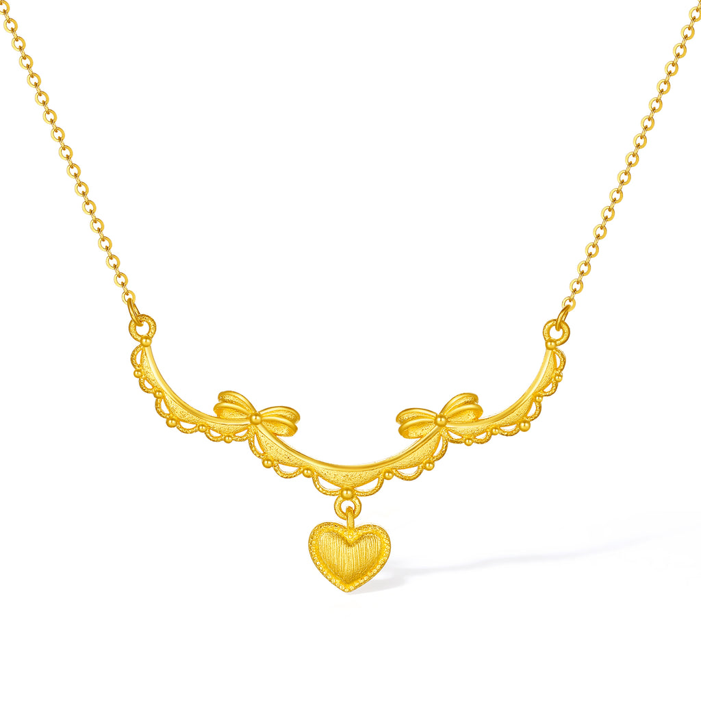 999 24K Gold Pendant Necklace Heart 4.45-4.8g A0622141