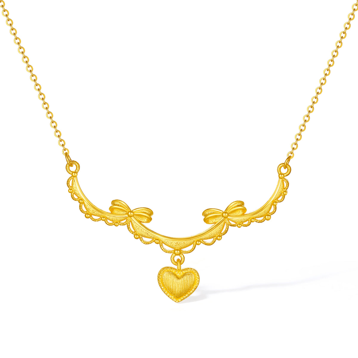 999 24K Gold Pendant Necklace Heart 4.45-4.8g A0622141