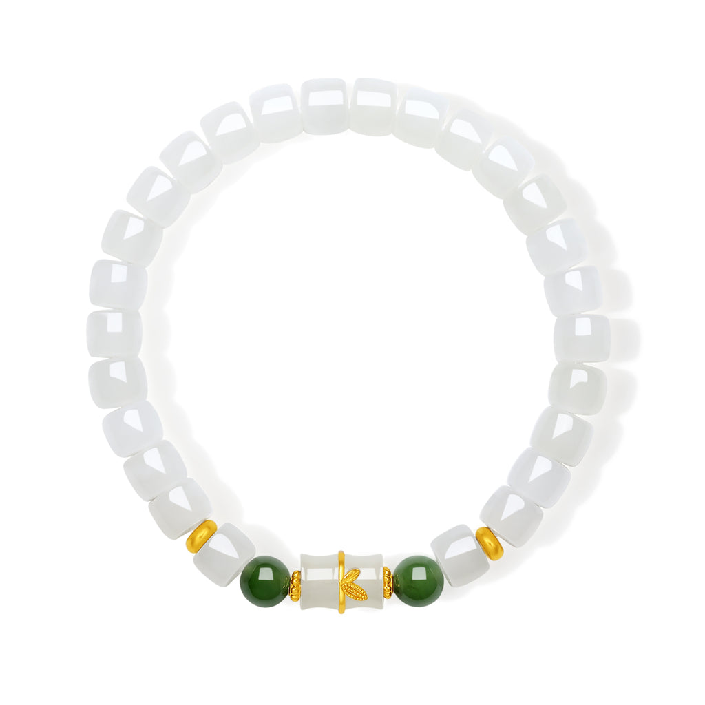 24K Gold Beaded Bracelet Hetian Jade 6.5*5.5mm 5.8-6.3mm 0.35-0.7g Y1923995