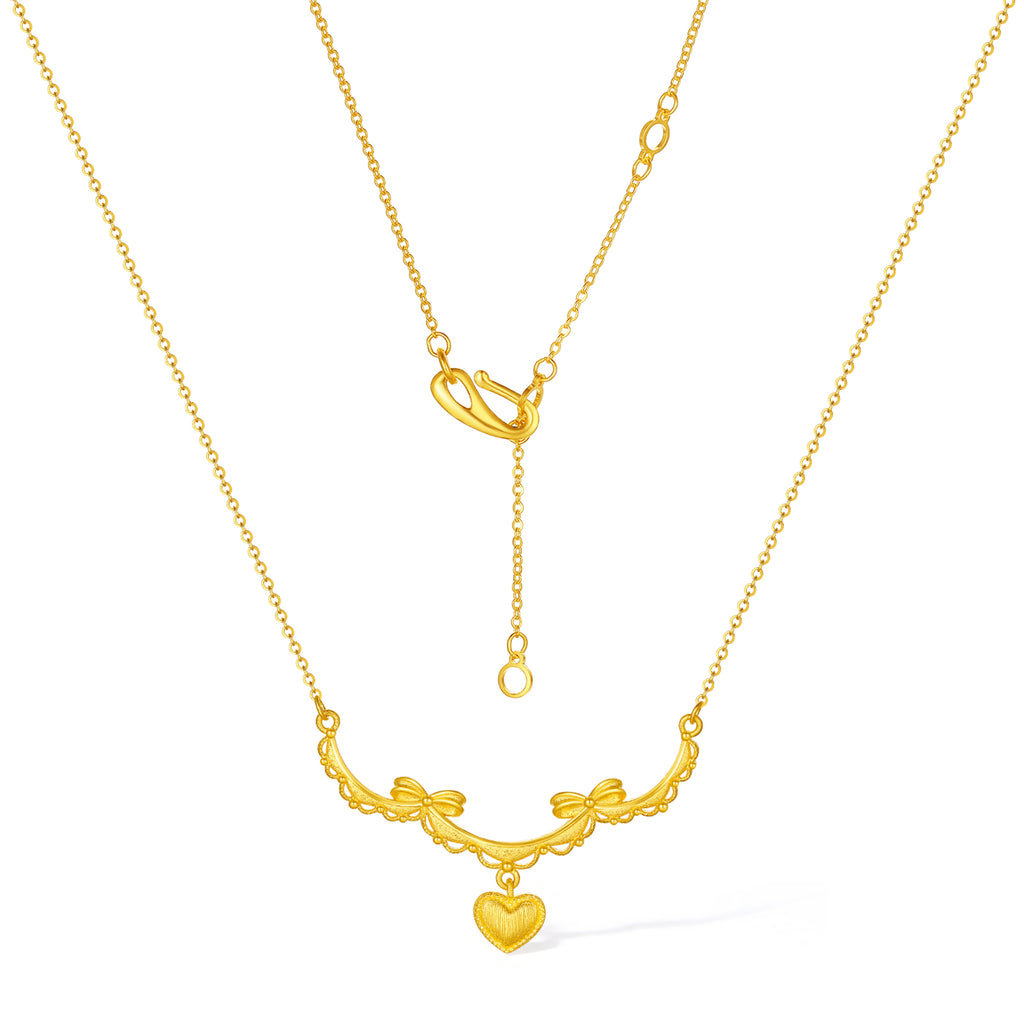 999 24K Gold Pendant Necklace Heart 4.45-4.8g A0622141