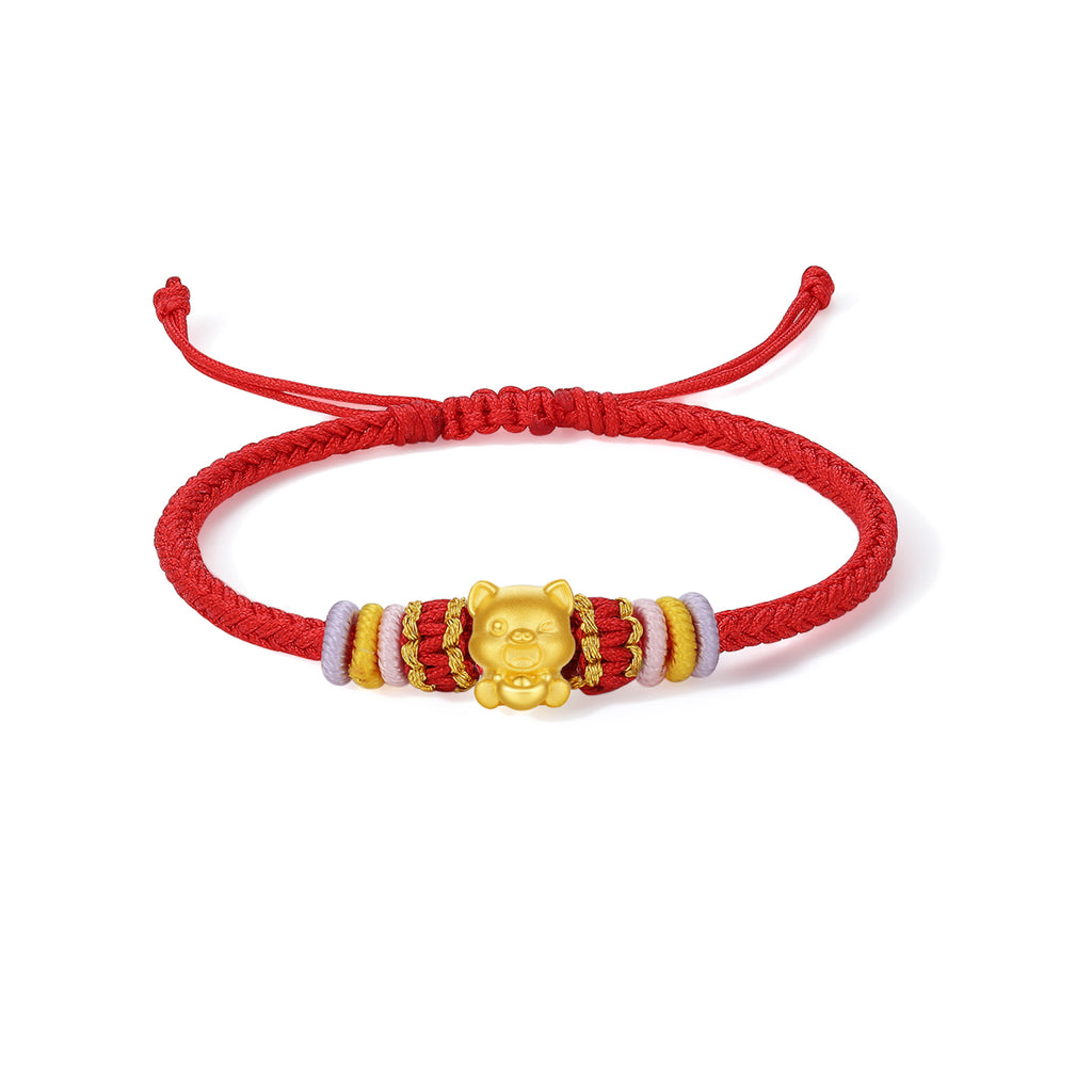 "Chinese Zodiac" 24K Gold String Bracelet Chinese Zodiac 0.35-0.55g