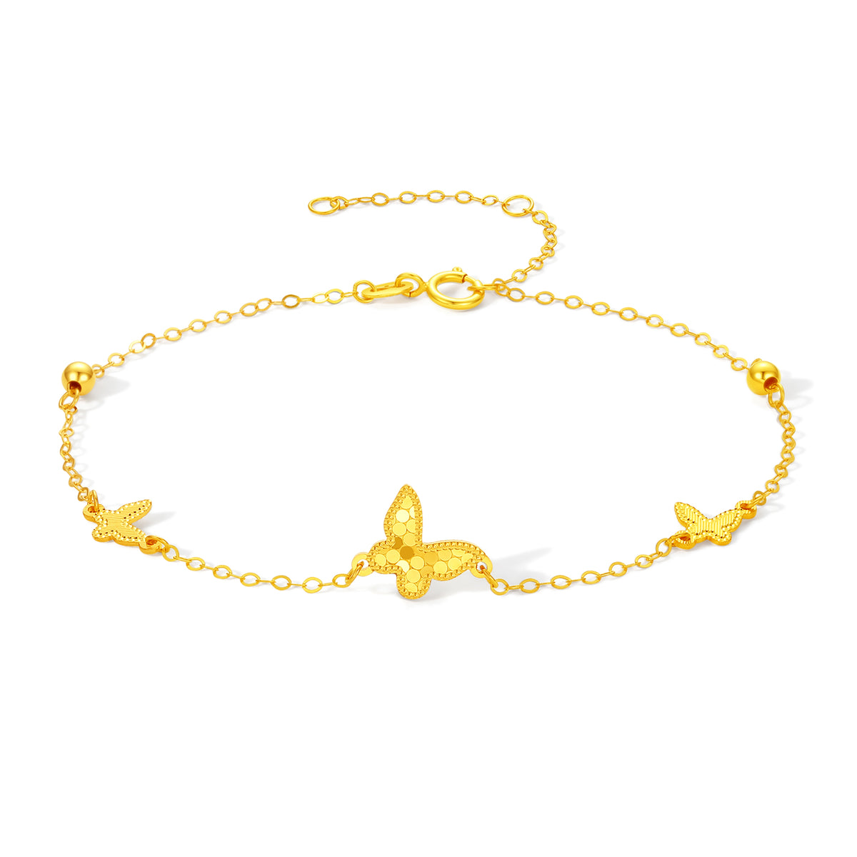 18K Yellow Gold Chain Bracelet Butterfly 0.85-1.15g C0713856
