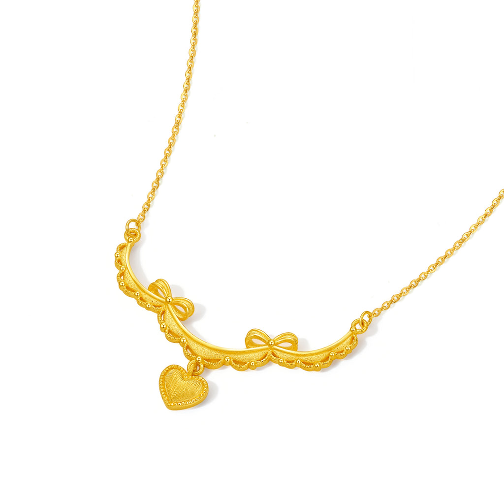 999 24K Gold Pendant Necklace Heart 4.45-4.8g A0622141
