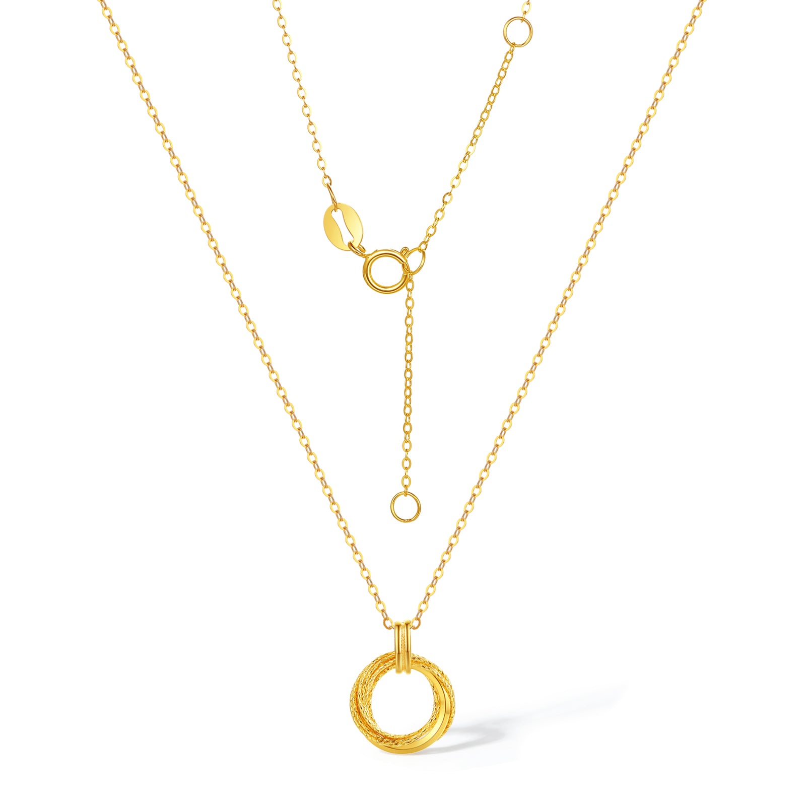 18K Gold Pendant Necklace Interlocking Circle 1.73-2.03g 40+5cm C0613472