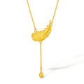 "Fugitive Princess" 999 24K Gold Pendant Necklace Feather 4.6-5g A0612620