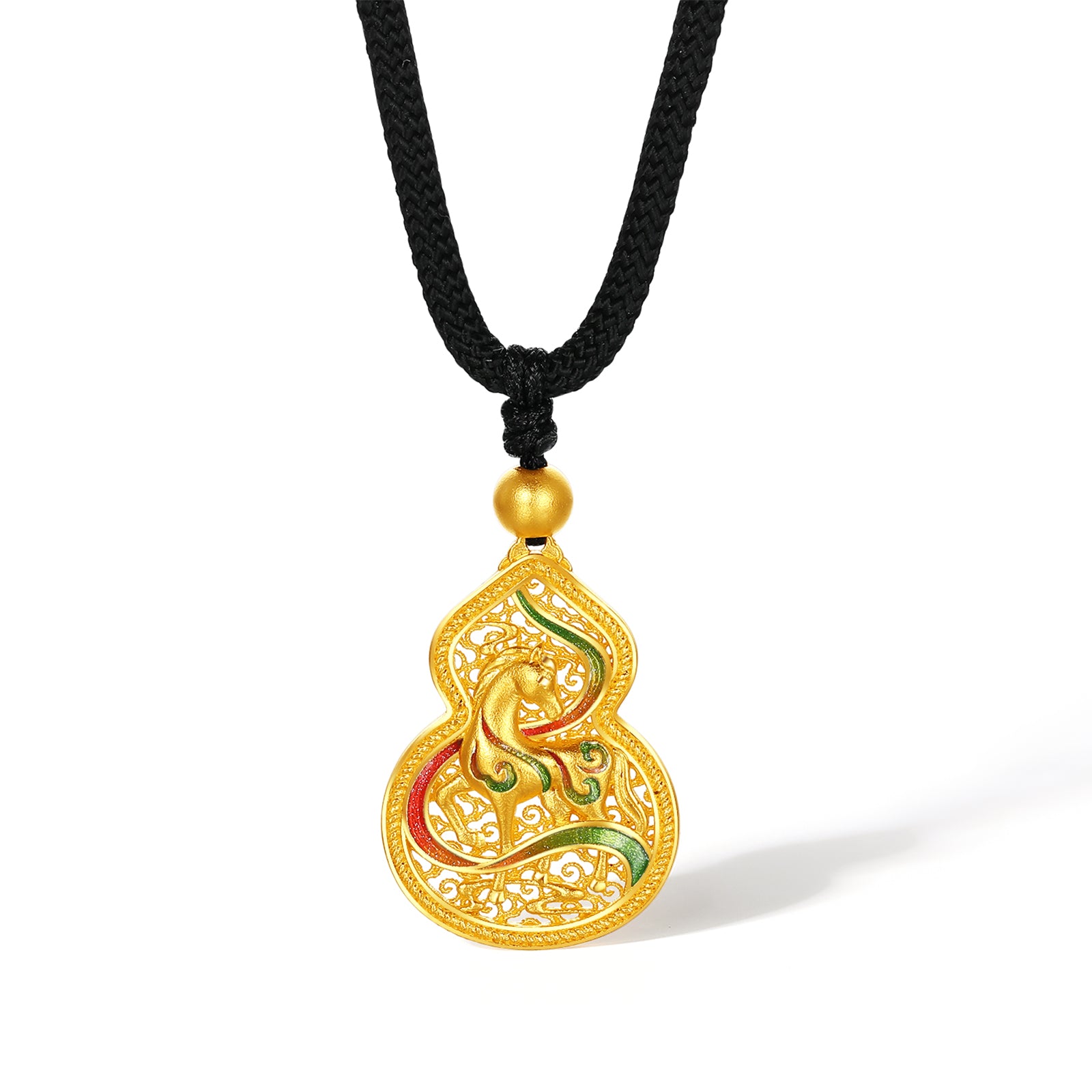 'Year of the Horse' 999.9 24K Gold Pendant Necklace Horse Gourd 5.8-6.15g 65cm-75cm A0421060