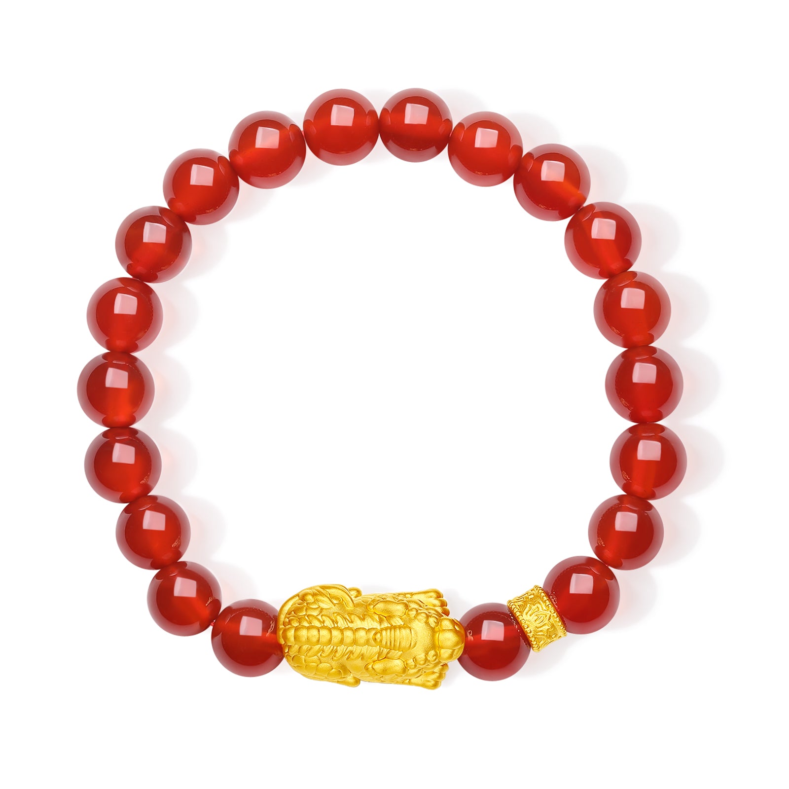 "Jiuhua Mountain" 24K Gold Beaded Bracelet Agate Ksitigarbha's Mount Diting A1915261