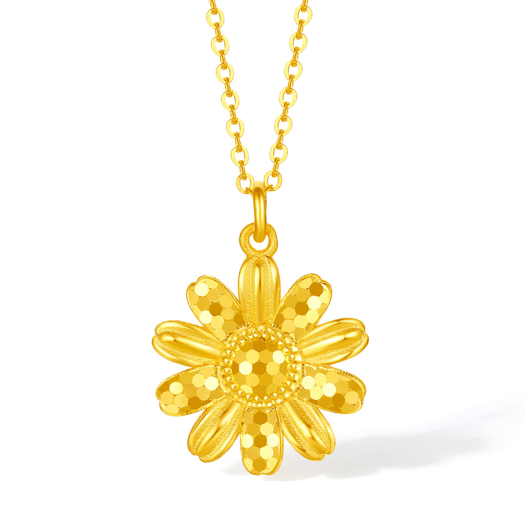 999 24K Gold Pendant Necklace Flower 4.38-4.88g A0614027