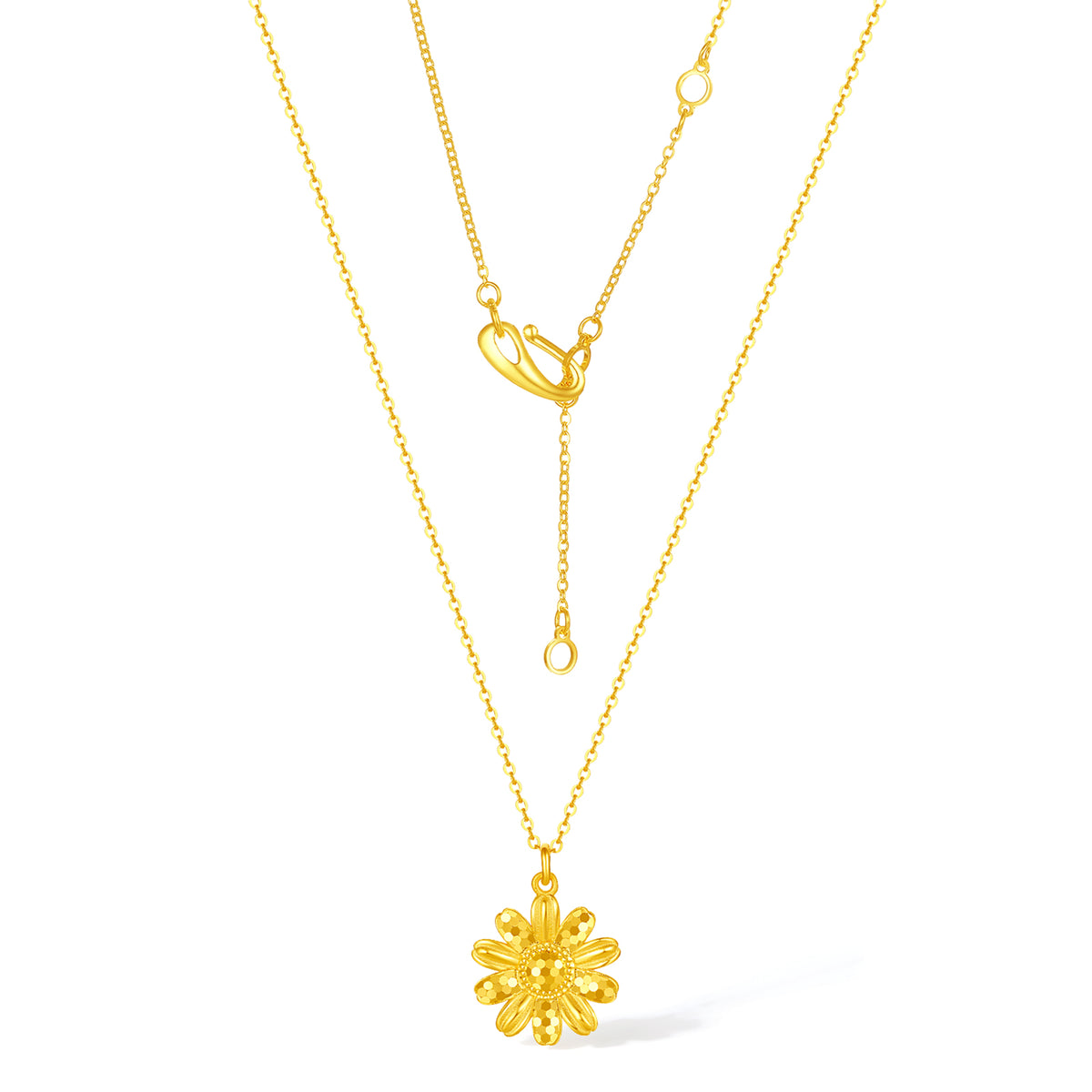 999 24K Gold Pendant Necklace Flower 4.38-4.88g A0614027