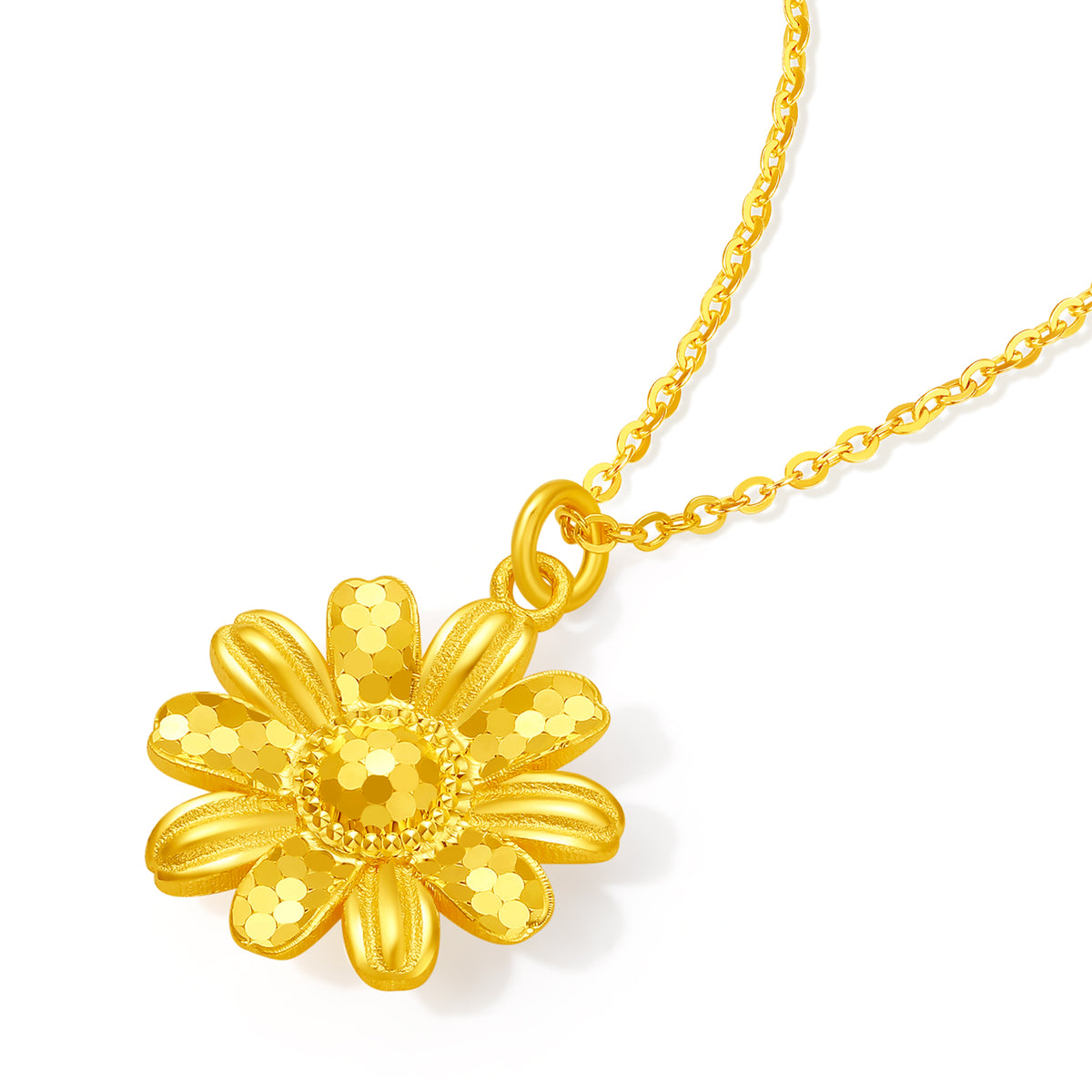 999 24K Gold Pendant Necklace Flower 4.38-4.88g A0614027