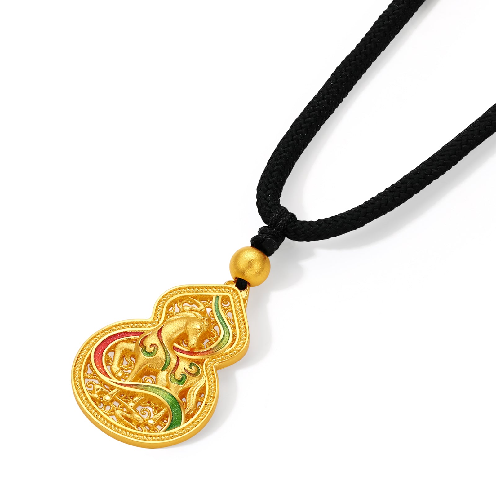 'Year of the Horse' 999.9 24K Gold Pendant Necklace Horse Gourd 5.8-6.15g 65cm-75cm A0421060