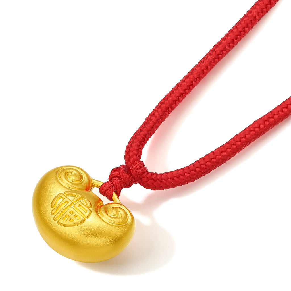 999.9 24K Gold Pendant Necklace 5.2-6.2g Ruyi 如意 A0412637