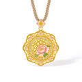 "Chinese Culture Collection - Song Brocade" 24K Gold Pendant Necklace Diamond Flower 12.13-14.63g W0423373