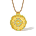 "Chinese Culture Collection - Song Brocade" 24K Gold Pendant Necklace Diamond Flower 29-34g W0423374