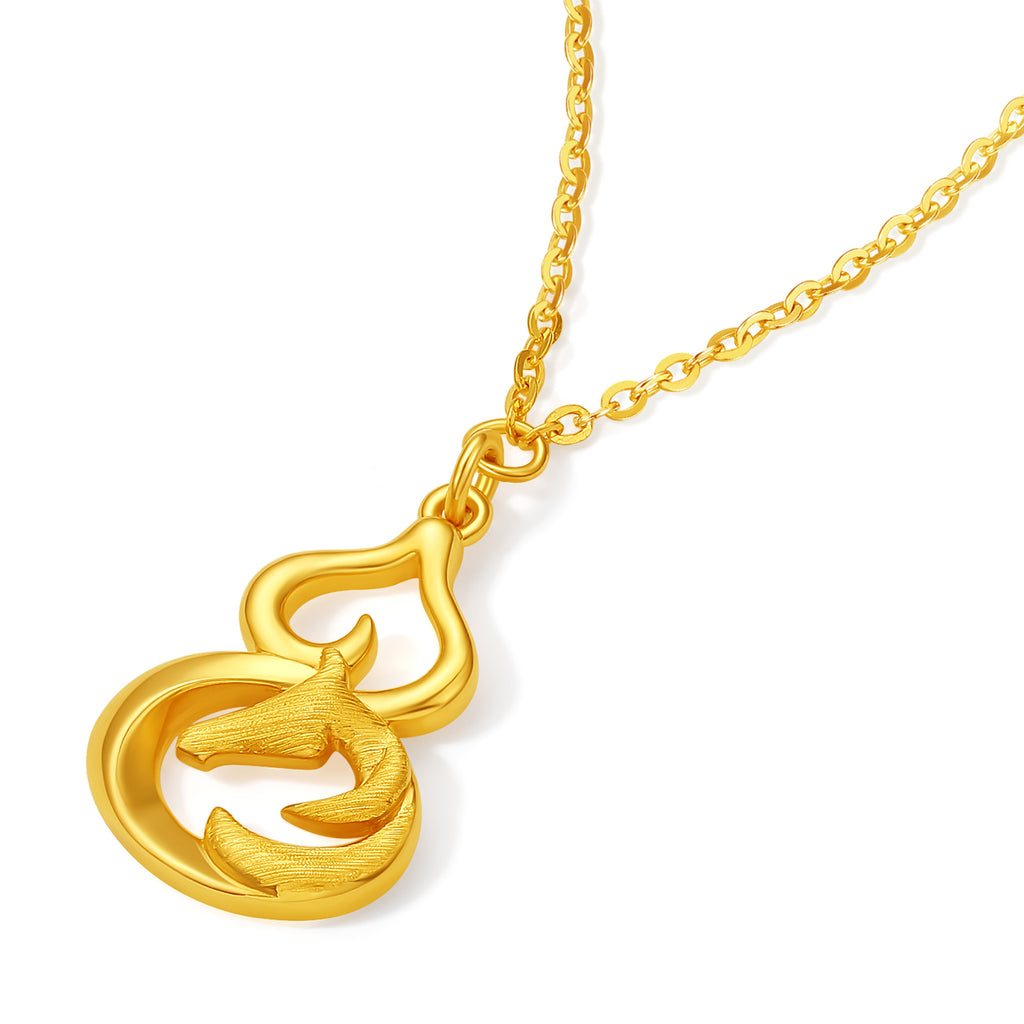 'Year of the Horse' 24K Gold Pendant Necklace Horsehead Gourd 3.45-3.85g 40cm-45cm A0623376