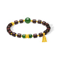 "Jiuhua Mountain" 24K Gold Beaded Bracelet Heitian Jade Sandalwood Ksitigarbha's Implements Y1915279