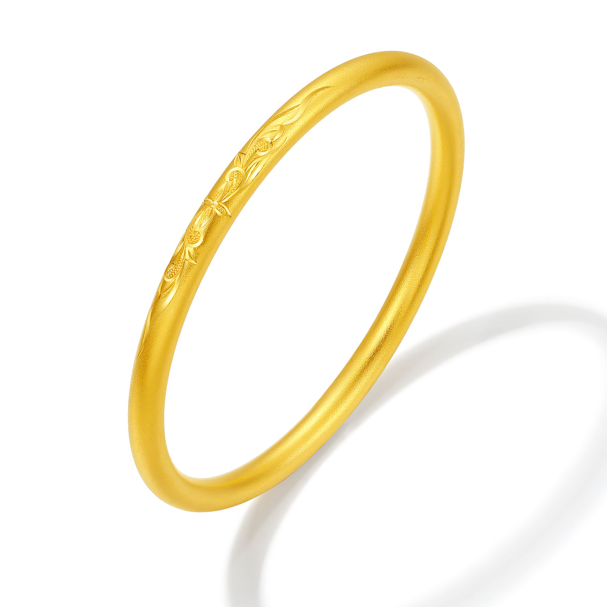 999 24K Gold Bangle Bracelet Flower 21.5-24.5g A1013612