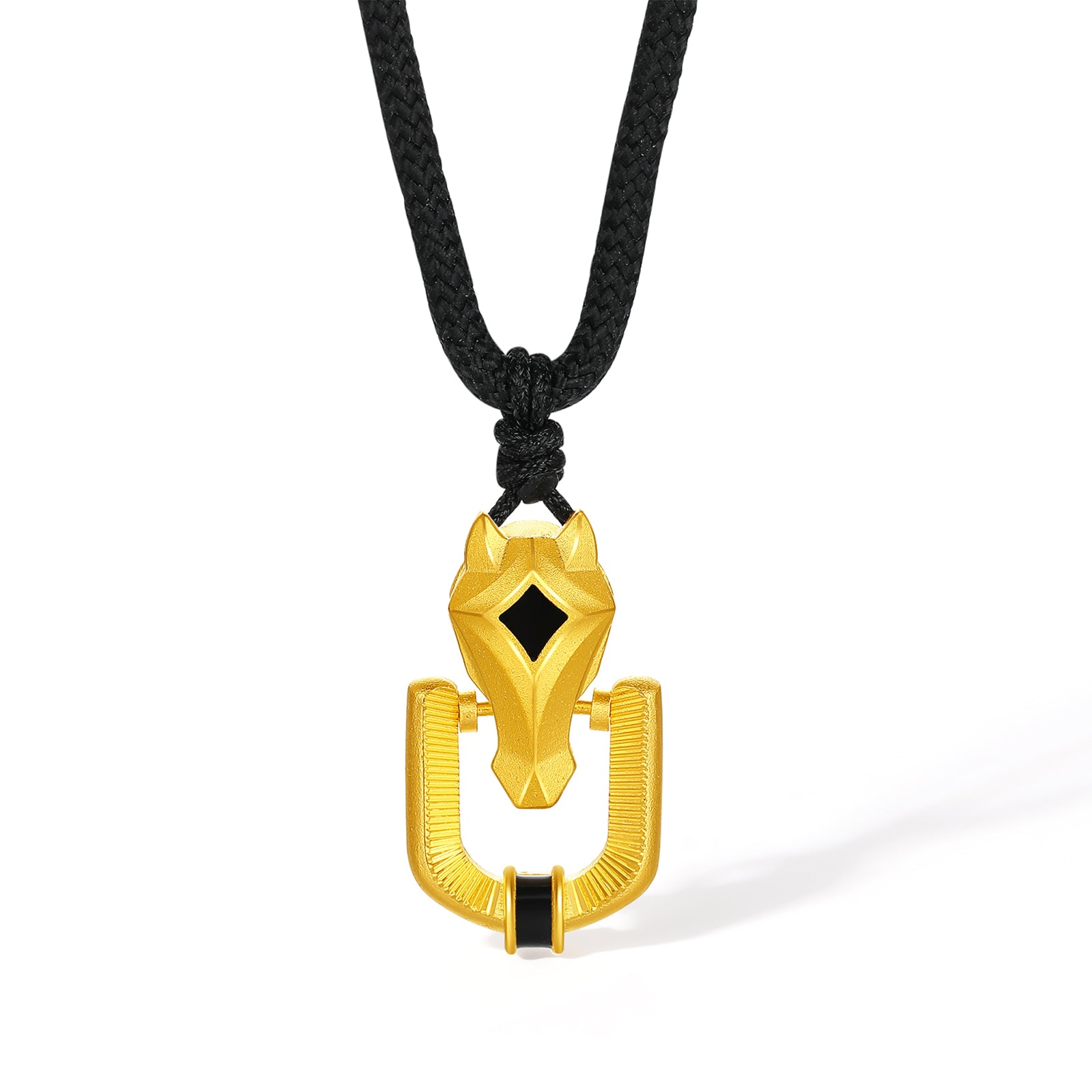 'Year of the Horse' 999.9 24K Gold Pendant Necklace Horsehead 3.89-4.19g 65cm-75cm A0420948