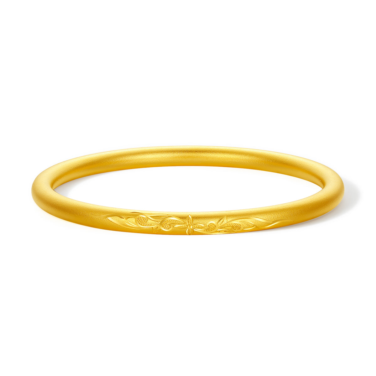 999 24K Gold Bangle Bracelet Flower 21.5-24.5g A1013612