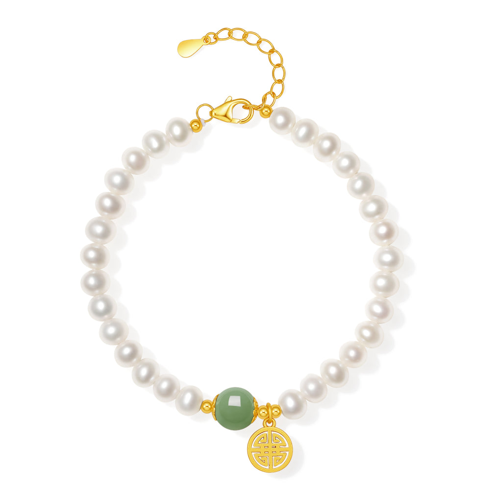 S925 Sterling Silver Chain Bracelet Pearl Heitian Jade 1.1-2.1g 17-23cm X0711994