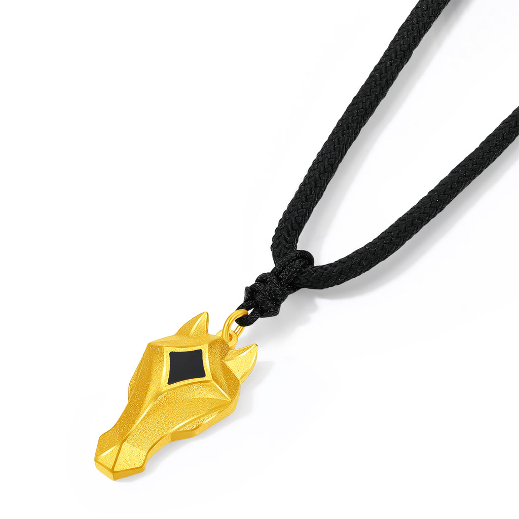 'Year of the Horse' 999.9 24K Gold Pendant Necklace Horsehead 2.71-3.01g 65cm-75cm A0420947