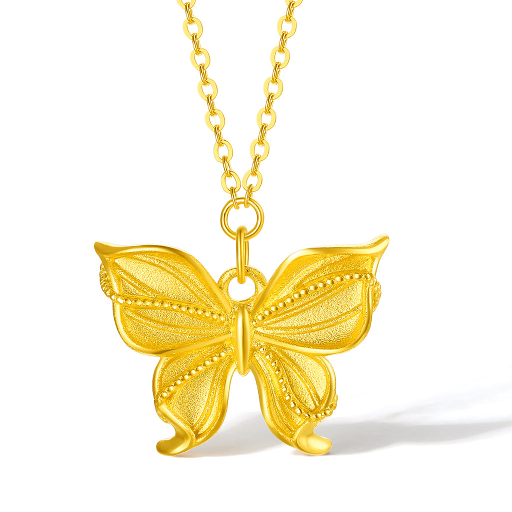 999 24K Gold Pendant Necklace Butterfly 4.1-4.6g A0613615