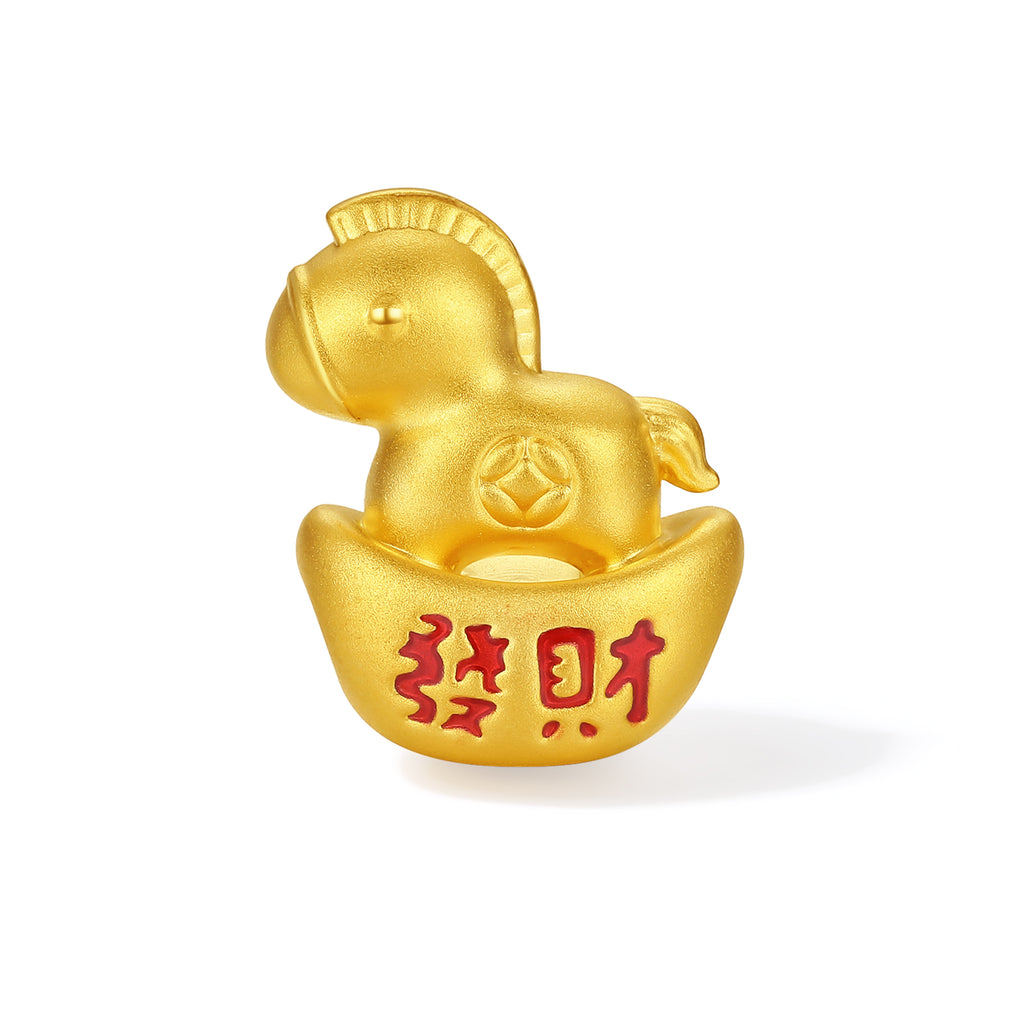 'Year of the Horse'  24K Gold String Bracelet Horse Yuanbao 0.65-0.85g 16cm-22cm A1715952
