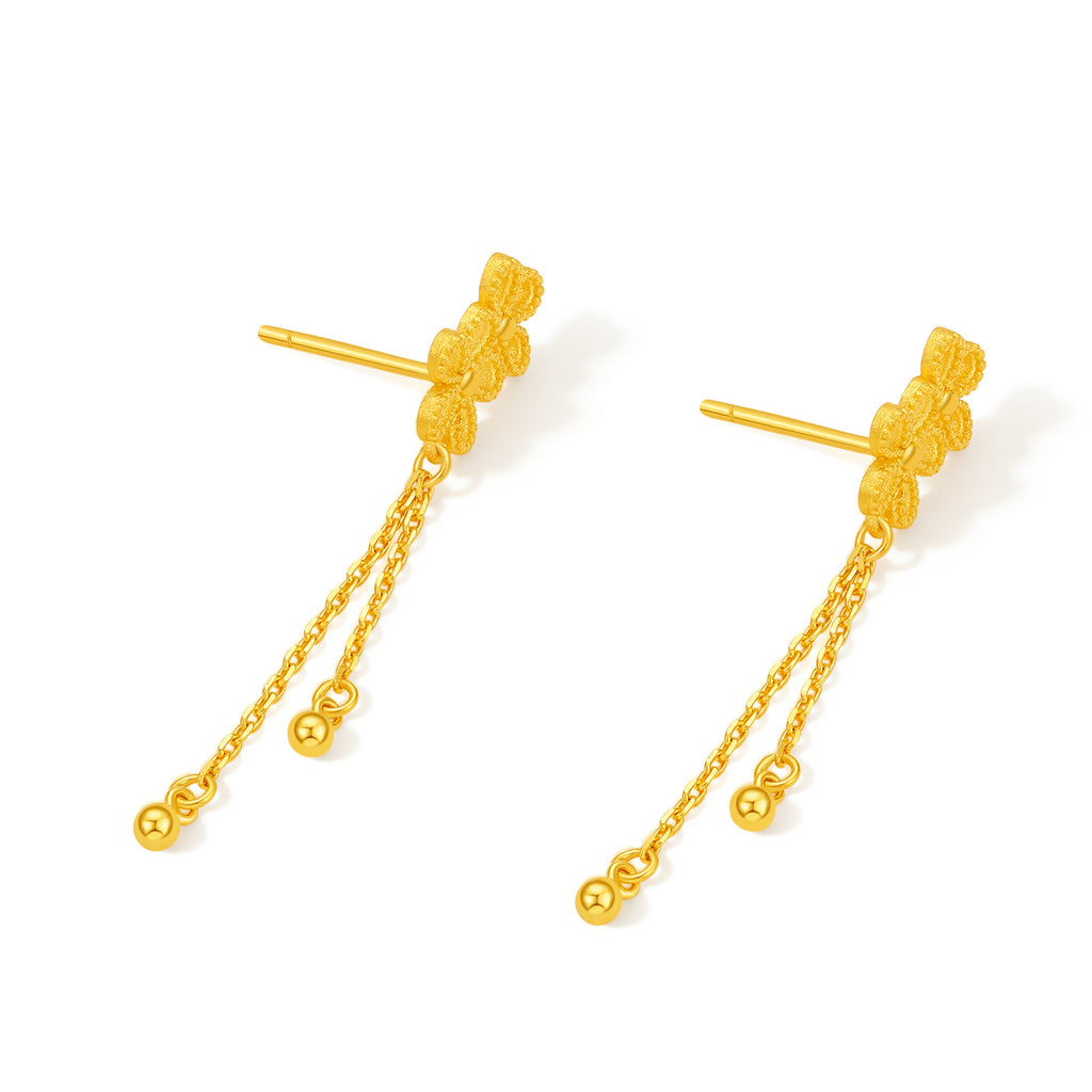 999 24K Gold Earrings Flower 3.4-3.8g A0912528