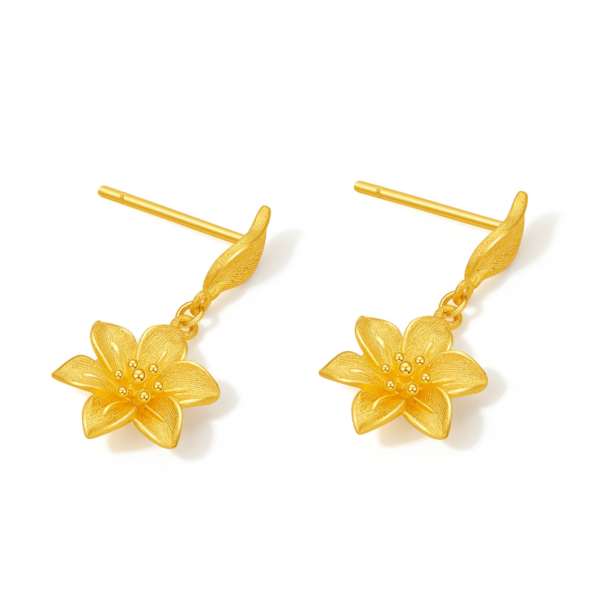 999 24K Gold Earrings Flower 3.9-4.4g A0912515