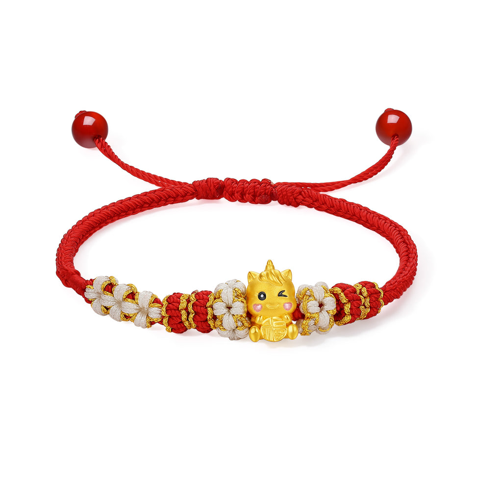 'Year of the Horse' 24K Gold Bracelet Horse Fortune Fu 0.6-0.8g 16cm-22cm A1715948