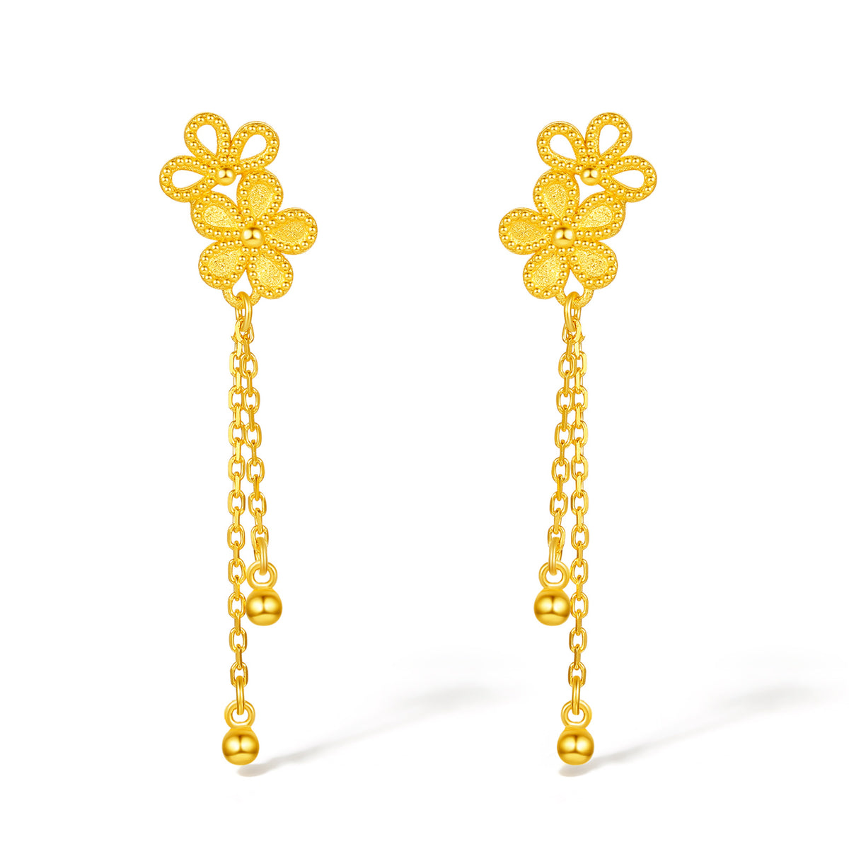 999 24K Gold Earrings Flower 3.4-3.8g A0912528