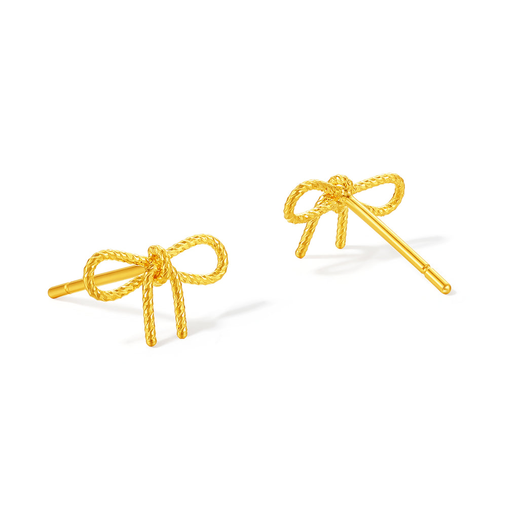 "Girl's Worries" 24K Gold Earrings Bow 0.75-1.15g A0915488