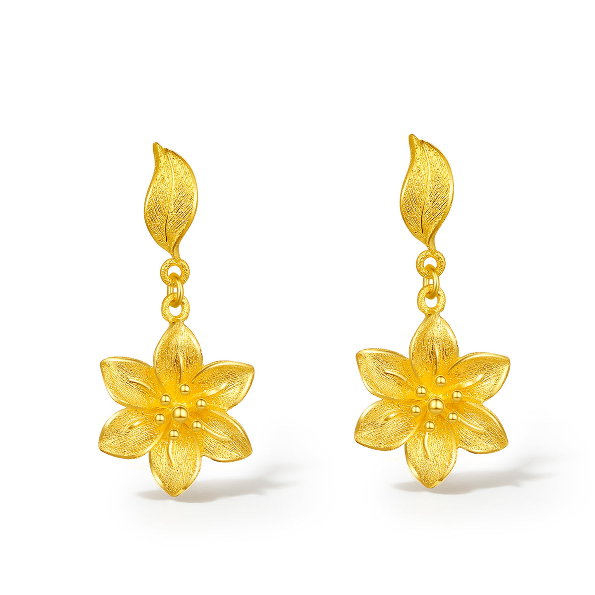999 24K Gold Earrings Flower 3.9-4.4g A0912515