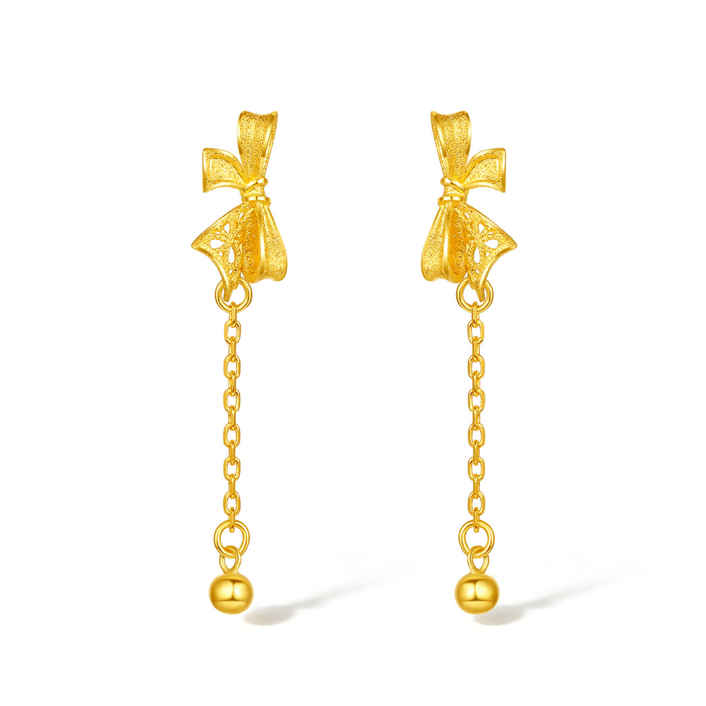999 24K Gold Earrings Bow 1.8-2.2g A0912513
